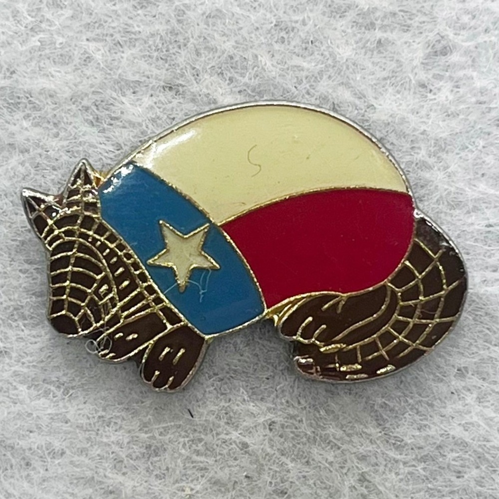 🔮 5/$25 Vintage Texas Flag Armadillo Pin